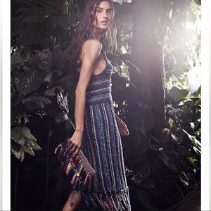 Crosby 10 Derek Lam Knitted Fringed Summer Dress Sz M